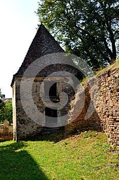 Ruins. Fortified medieval saxon evangelic church in the village Felmer, Felmern, Transylvania, Romania.