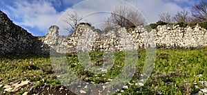 The ruins of the fortress wall, early spring