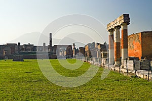 The ruins of the Forum in Pompeii.