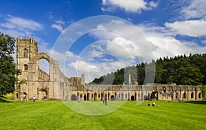 Ruins of Fountains Abbey in North Yorkshire, England