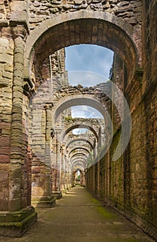 Ruins of Fountains Abbey in North Yorkshire, England