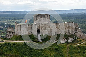 Ruins of Gaillard castle in Les Andelys high about the river seine