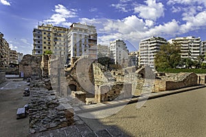 Ruins of Galerius palace in center of the town Thessaloniki, Macedonia, Greece