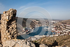 Ruins of Genoese Cembalo fortress. Balaklava, Crimea