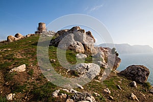 Ruins of Genoese Cembalo fortress. Balaklava, Crimea