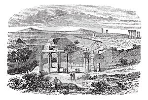 The ruins of Gerasa in Jordan vintage engraving