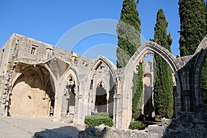 The ruins of the Gothic Bellapais Abbey, Northern Cyprus