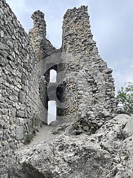 Ruins of the Gothic castle Sirotci hradek - Orphans Castle - above the village Klentnice. It was built by the Wehingens