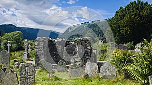 Ruins of graves, Glendalough, Wicklow Mountains, Ireland