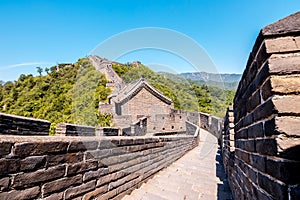 the ruins of the Great Wall of China at Mutianyu section in northeast of central Beijing, China