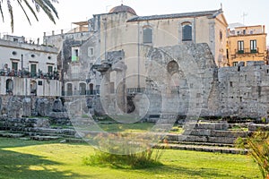 Ruins of the greek doric Apollo temple in Siracusa - Sicily