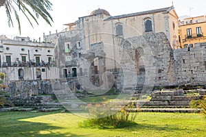 Ruins of the greek doric Apollo temple in Siracusa - Sicily