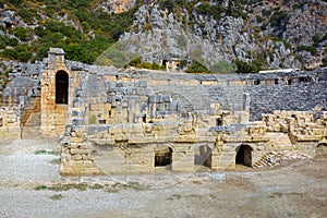 Ruins of the Greek-Roman Amphitheater in the capital of the Lycian kingdom