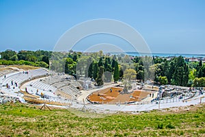 Ruins of the Greek theatre in Syracuse, Sicily, Italy