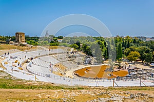 Ruins of the Greek theatre in Syracuse, Sicily, Italy