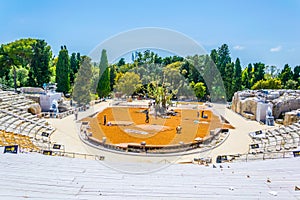 Ruins of the Greek theatre in Syracuse, Sicily, Italy