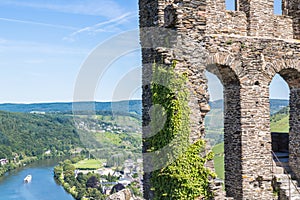 Ruins of Grevenburg castle above Traben-Trarbach, German Mosel v