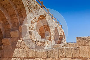 The ruins of Hadrainâ€™s Arch in Jerach, Jordan, summer time.