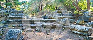 The ruins of Hadrian`s Gate in Phaselis, Tekirova, Turkey