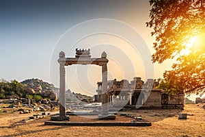 Ruins of Hampi, The famous King`s balance, Hampi, Karnataka, India photo