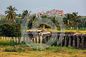 Ruins in Hampi on sunset