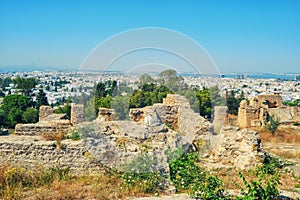 The ruins of Hannibal`s house in Carthage - Carthaginian commander of the Punic wars with Rome photo