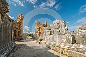Ruins of the Hellenistic City Gate of the Ancient City of Perge (Perga) in Antalya, Turkey