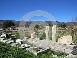 Ruins at the Heraion of Samos sanctuary in Greece