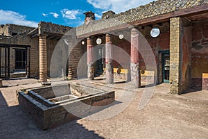 Ruins of Herculaneum, ancient roman town destroyed by Vesuvius e