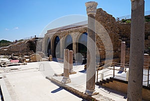 Ruins of Herod palace and a pool near Caesaria