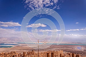 Ruins of Herods Castle in the Masada Fortress near the Dead Sea, Israel