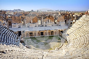 Ruins of Hierapolis city - Landmark attraction in Pamukkale, Turkey