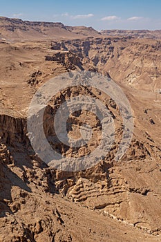 Ruins of high-rise fortress Masada, Israel. Masada National Park in the Dead Sea region of Israel. The fortress of