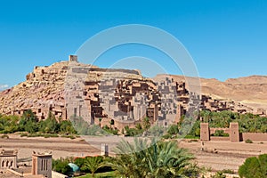 Berber Kasbah Ait Benhaddou, ruins of ancient clay fortress, Morocco