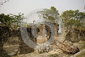 ruins of historic buxa fort cells