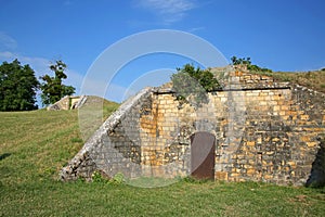 Ruins of the historic city walls, and fortifications to the citadel of Blaye, Gironde, Nouvelle- Aquitaine, France. photo