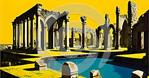 Ruins Of Historical Building abandoned construction Beautiful nature wallpaper Generative AI concept