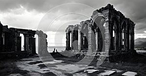 Ruins Of Historical Building abandoned construction Beautiful nature wallpaper Generative AI concept