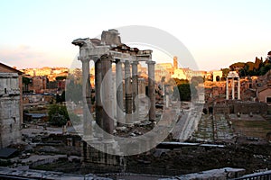 Ruins in the historical center of Rome.