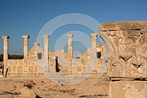 Ruins in the House of Theseus. Kato Paphos Archaeological Park. Paphos. Cyprus