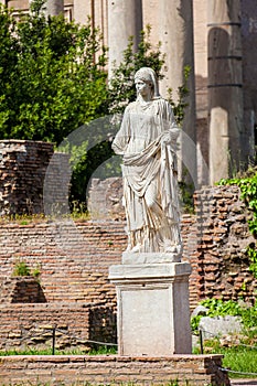 Ruins of the House of the Vestal Virgins at the Roman Forum in Rome