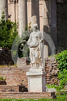 Ruins of the House of the Vestal Virgins at the Roman Forum in Rome