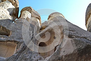 Ruins and houses in Cappadocia