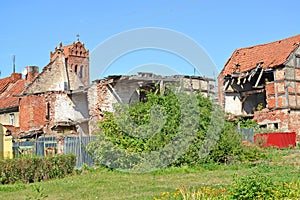 Ruins of houses of pre-war construction. Zheleznodorozhnyj, Kaliningrad region