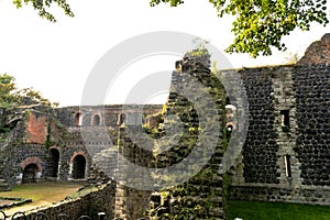 Ruins of Imperial Castle - Kaiserpfalz - in Duesseldorf near River Rhine