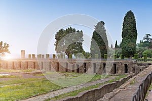 Ruins of an imperial Hadrian`s Villa Adriana villa, 2nd century AD in Tivoli near Rome, UNESCO World Heritage Site