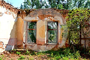 Ruins. Inside fortified medieval saxon evangelic church in the village Felmer, Felmern, Transylvania, Romania.