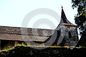 Ruins. Inside fortified medieval saxon evangelic church in the village Felmer, Felmern, Transylvania, Romania.