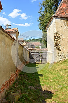 Ruins. Inside fortified medieval saxon evangelic church in the village Felmer, Felmern, Transylvania, Romania.