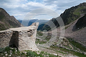 Ruins of italian old barracks near french Alps